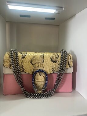 Gucci Dionysus python Yellow pink Snake-Print Chain Shoulder Bag NWOT